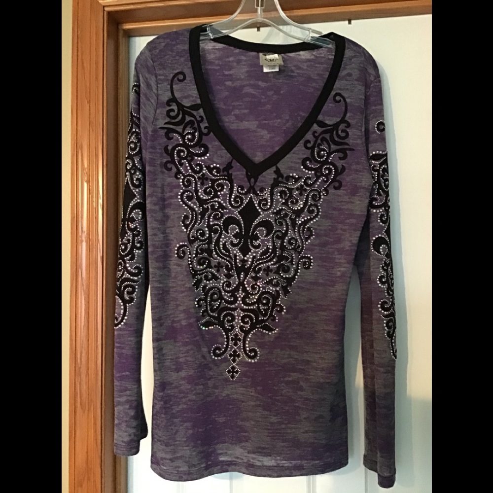 Vocal long sleeve sparkle shirt size XL